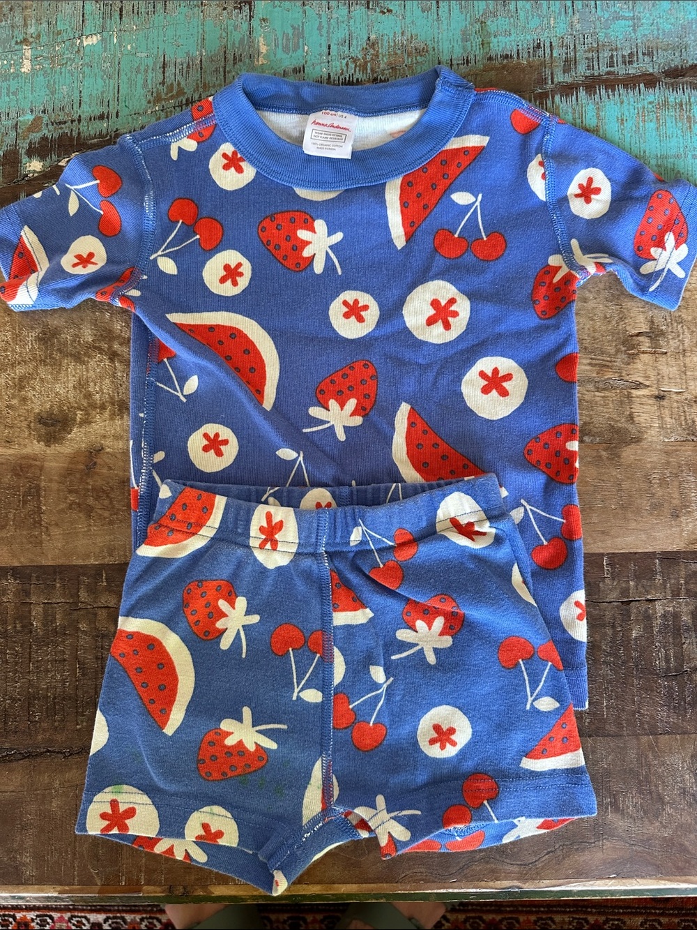 Hanna Andersson Red White Blue Fruit Pajamas Size 4